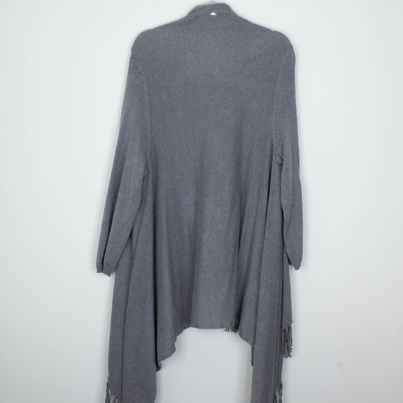 Melissa McCarthy Seven7 Gray Fringe Cardigan Sweater Waterfall Duster Size 2X - Picture 8 of 11